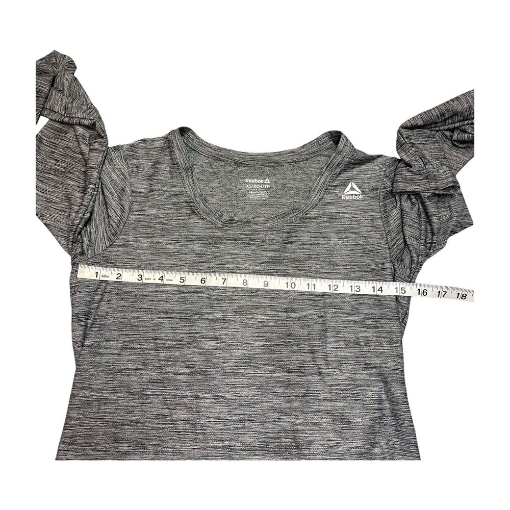 Reebok Athletic T-Shirt Women's XS Heather Gray Long Sleeve Round Neck Running - Picture 4 of 6
